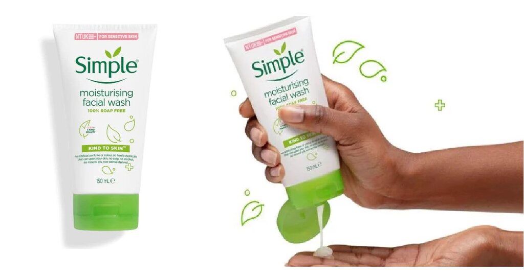 <em>Sữa rửa mặt Simple Kind To Skin Moisturising Facial Wash –cho da hỗn hợp thiên khô với tinh chất chiết xuất từ cúc la mã, giúp cho làn da luôn ẩm,mềm mại và không gây kích ứng da</em>