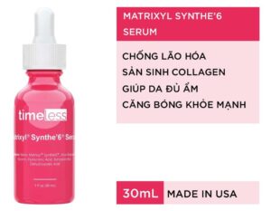 Serum trị sẹo rỗ, sẹo lõm Timeless Matrixyl Synthe’6 có tác dụng chống oxy hóa, giúp da luôn tươi sáng, căng mọng