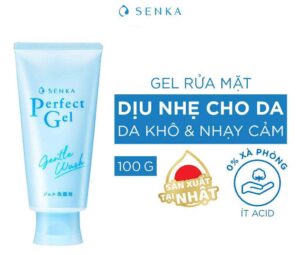 Gel rửa mặt Senka Perfect Gel Gentle Wash - cho da khô nhạy cảm, công dụng làm trắng sáng làn da, cấp ẩm cho da, đây là sản phẩm dạng Gel nên khả năng thẩm thấu vào da nhanh hơn, không gây kích ứng và bào mòn da