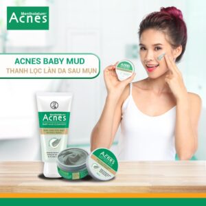 Sữa rửa mặt Acnes Baby Mud với thành phần bùn non tự nhiên, không gây kích ứng da, giúp đẩy sạch bã nhờn, bụi bẩn trên da, phù hợp cho da dầu mụn