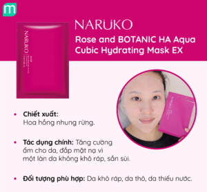 Mặt nạ hoa hồng Naruko công dụng dưỡng ẩm cho da và loại bỏ vết thâm sạm, tăng độ đàn hồi cho da, giúp làn da luôn săn chắc