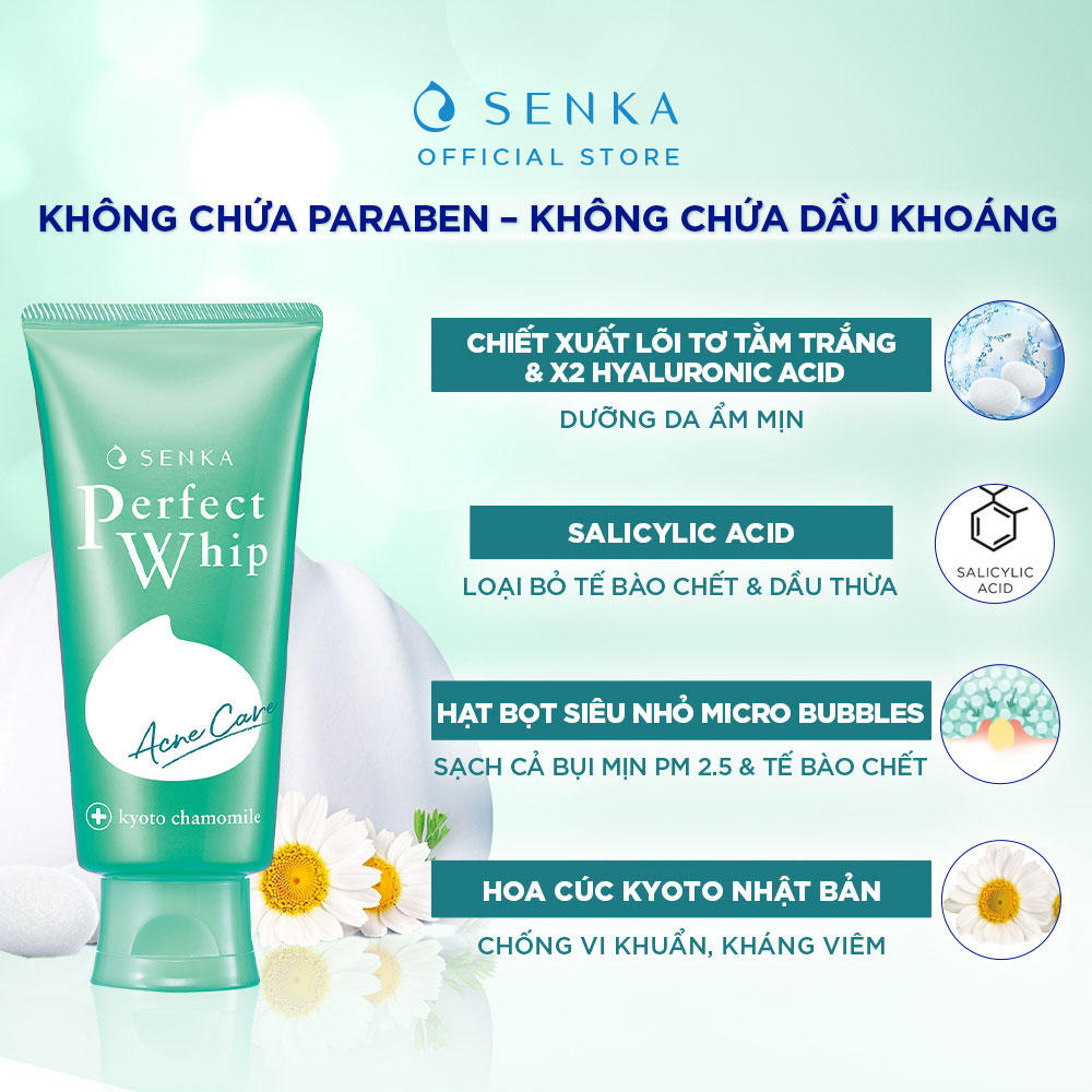 Thành phần của sữa rửa mặt Senka chứa nhiều các dưỡng chất tạo ẩm tự nhiên, đánh bay bã nhờn, làm cho làn da luôn sạch mịn.