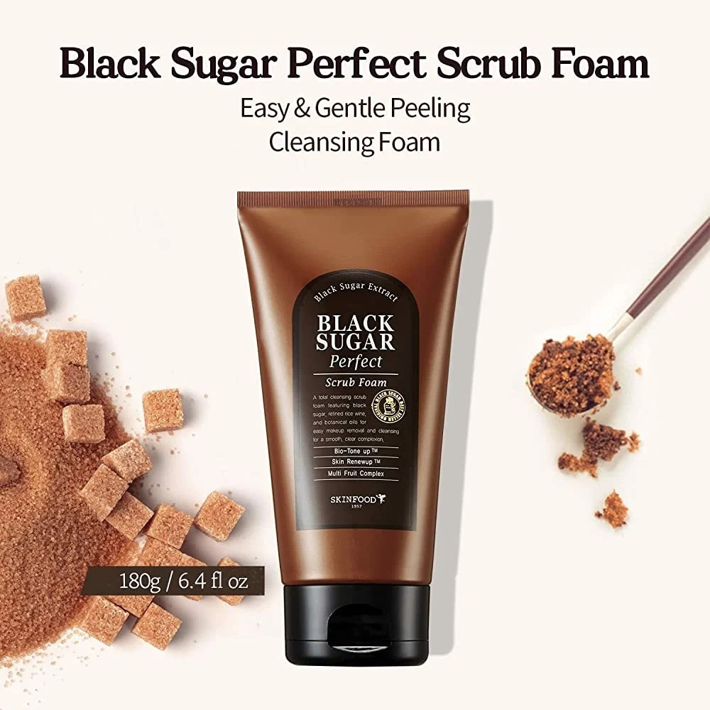 SkinFood Black Sugar Perfect Scrub Foam là dòng mỹ phẩm có thương hiệu tại thị trường Việt Nam có tác dụng cải thiện làn da luôn tươi sáng, chắc khỏe, làm sạch lỗ chân lông, bã nhờn hiệu quả